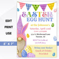 Gnome egg hunt invitation